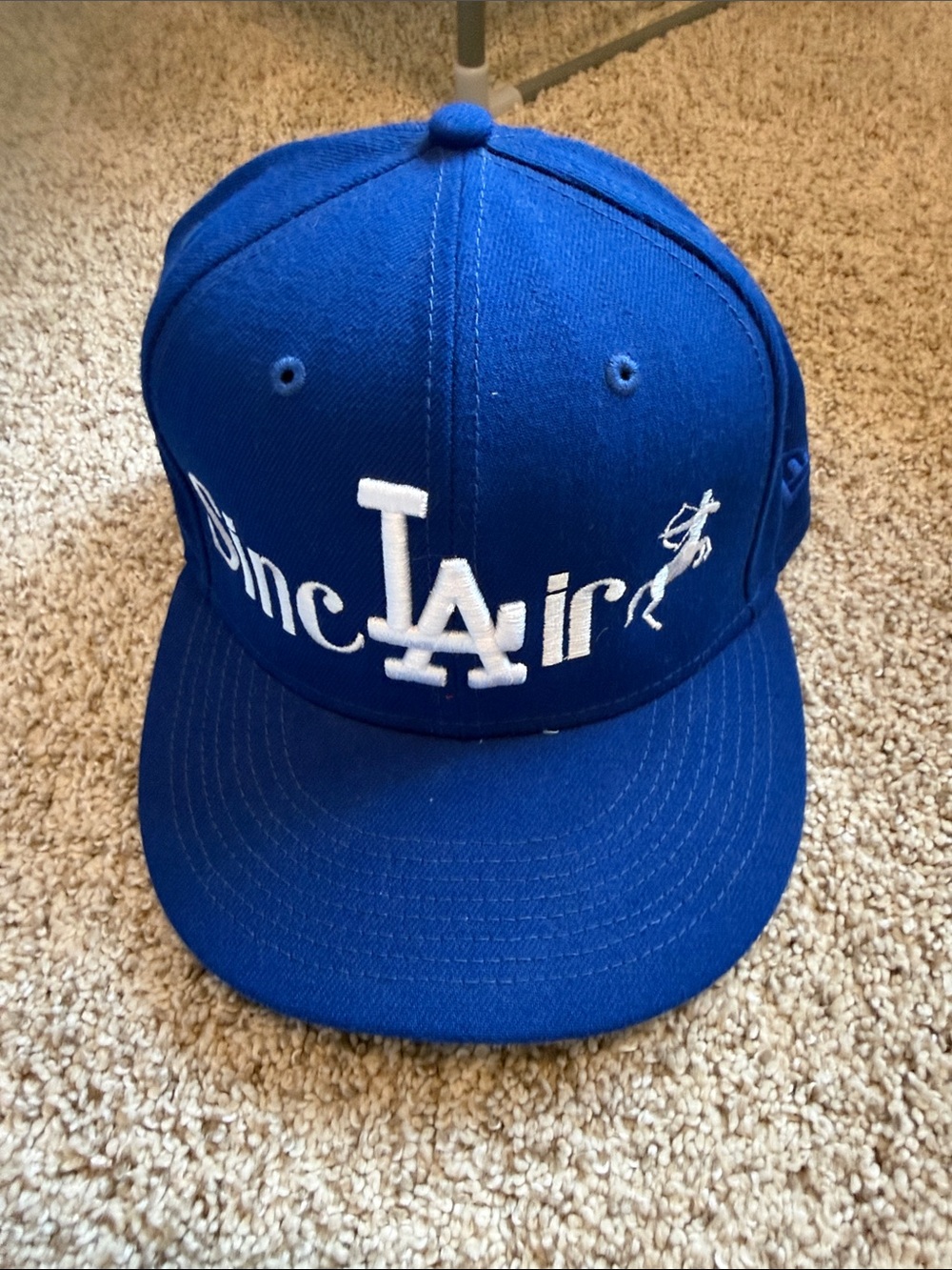 New Era Royal Blue LA Script Cap with White Embroidery